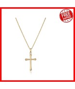 Elegant 14k Gold-Filled Embossed Cross Necklace - Handcrafted USA, 18 In... - $1,596.75 MXN