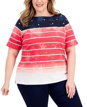 MSRP $37 Karen Scott Womens Plus Size T-Shirt Bright Red Size 1X - £11.18 GBP