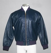 Levi&#39;s Vintage Collection Goat Leather Navy Blue Lined Bomber Jacket Mns L Italy - £726.69 GBP