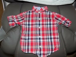 Janie & Jack NANTUCKET TIDE Red & Blue Plaid Button Down Shirt Size 12/18 Month - $18.98