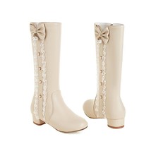 Princess Girls Kneehigh Boots Women Cute Kawaii Lace Ruffles JK Lolita Boots Cos - £56.50 GBP