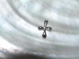 Estate Dainty 925 Marked Silver Thick Slightly Wavy Religious CROSS Charm or Pen - £7.62 GBP
