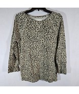 Women&#39;s shirt top small, tan with black dots, cheetah print brand obey - $19.99