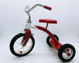 Vintage Miniature Red Tricycle Doll Toy Metal Red White Vintage Flexible... - $27.95