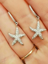2 Ct Round Simulated Diamond 14K White Gold Plated Starfish Drop/Dangle Earrings - £71.84 GBP