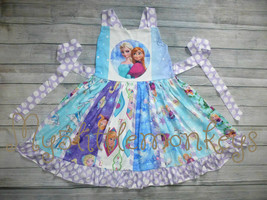 NEW Boutique Frozen Princess Ana Elsa Girls Sleeveless Ruffle Twirl Dress - £5.48 GBP+