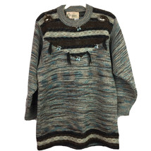 Womens Wool Sweater Medium Brown Teal Long Hummer Nummers Concho Siesta ... - £17.19 GBP