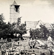 Paris France Cemetery At The Church Marne 1910s WW1 War Ruins Postcard P... - $24.99