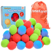 51 Water Balls Reusable, Cotton Balls For Water Fight Outdoor, Splash Summer Fun - £26.21 GBP