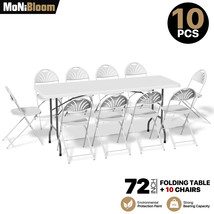 [10 Pack Foldable Chair+4 Ft Picnic Table Set]Restaurant Dining Seat Party Desk - £398.79 GBP