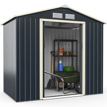 7 Feet x 4 Feet Metal Storage Shed with Sliding Double Lockable Doors-Gray - Col - €383,81 EUR
