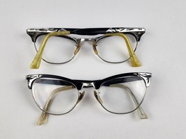 1960&#39;s MC Aluminum Cats Eye Eyeglasses Frames 12k Gold Filled 2-Pair (one broken - £43.58 GBP
