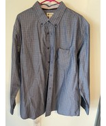 Haggar Men&#39;s Blue Plaid Button Down Dress Shirt, Size XL - £11.64 GBP