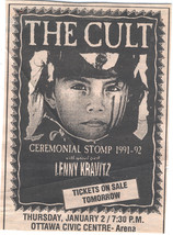 The Cult With Lenny Kravitz 1992 Ticket Stub Ottawa Civic Ctr + Newspape... - $18.75