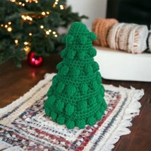 Crochet Christmas Tree Green Stuffed 8&quot; Tall Merry Christmas Tree Holiday  - £16.76 GBP