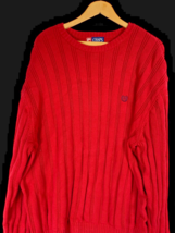 Chaps Ralph Lauren Sweater XXL Mens Red Chunky Knit Fisherman Old Money ... - £44.81 GBP