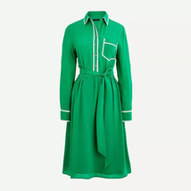 NWT J.Crew A-line Silk Shirtdress in Warm Clover Belted Fit &amp; Flare Dress 4 - $110.00