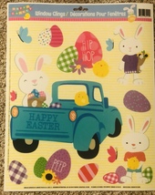 Easter Bunny Eggs In Pickup Truck Vinyl Static Window Clings One Sheet - £6.65 GBP