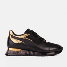 The Rialto Black & Gold Leather Men Sneaker image 3