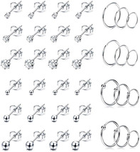 Milacolato 12-24 Pairs Tiny Stainless Steel Stud Earrings For Mens Womens Small - £29.36 GBP