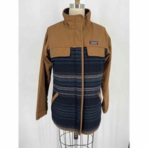Patagonia Out Yonder Coat Sz Women&#39;s S Owl Brown Blue Gray Striped Jacket - £119.35 GBP