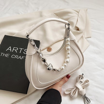 Niche Design Bag New High-Quality Texture Shoulder Underarm Bag Pearl Chain Cros - £28.04 GBP