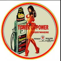 Texaco oil gas station pinup girl faux vintage ad steel metal sign - £66.63 GBP