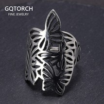 Genuine Solid 925 Silver Sterling Butterfly Flower Rings For Women Exaggerated W - £36.93 GBP
