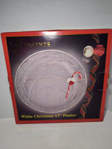 NIB ELEMENTS White Christmas Platter 13&quot; Round Clear &amp; Frosted Santa NEW - $13.85