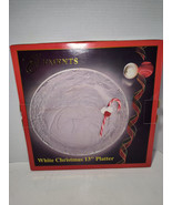 NIB ELEMENTS White Christmas Platter 13&quot; Round Clear &amp; Frosted Santa NEW - £10.95 GBP