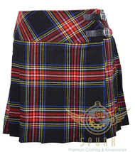 Scottish Mini Ladies Skirt Black Stewart Tartan/Women Mini Skirt Kilt  - $59.00