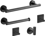 Five Pieces Of Matte Black Bathroom Hardware, Including A Round Wall-Mou... - £24.34 GBP