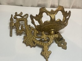 Vintage/Antique Single Candle Wall Sconce Heavy Metal Detailed, Gold Ton... - $44.87