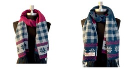 Wrap Made in England Color Teal blue/White/Hot Pink #C01 100% CASHMERE SCARF  - £19.17 GBP