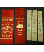 LOT 1893 antique GAR,LAMB,CITIZEN CORP CAPT PHIL SCHUYLER RIBBONS gettys... - £68.49 GBP