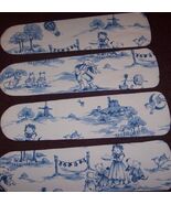 CUSTOM NURSERY RHYME TOILE DESIGN CEILING FAN 3 KITTENS COW MOON HEY DID... - $2,203.25 MXN