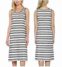 Matty M Ladies&#39; Side-Slit Tank Sleeveless Dress Color Stripe Charcoal Size Large - £8.69 GBP