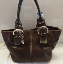 Tignanello Brown Leather Purse Signature Silver Hardware 2 Looks For 1 Price - £27.53 GBP