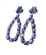 Blackened 18k White Gold 36 ct Oval Tanzanite 2 1/2&quot; Pendant Earrings - €6.426,16 EUR