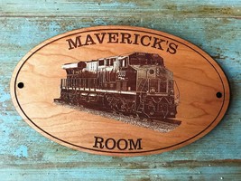 PERSONALIZED TRAIN SIGN | Railroad | Diesel Engine | Engraved | Wooden S... - £39.87 GBP