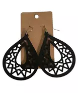 Midnight Lace Teardrop Wood Drop Earrings - $12.00