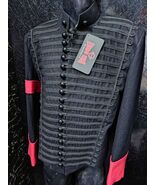 Napoleonic Steampunk Hussars Jacket: Military Style Black Coat with Red ... - $150.00