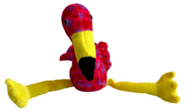 Peek a Boo Toys Flamingo Plush Pink Spots Yellow Legs 12&quot; Stuffed Animal Dots - £9.68 GBP