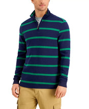 Club Room Men&#39;s Pop Striped Quarter-Zip French Rib Pullover Navy Blue-3XL - $24.97