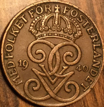 1940 Sweden 2 Ore Coin - £1.91 GBP