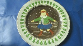 Kohler Biel Handerbeit majolica ceramic wall plaque plate skating girl signed 9&quot; - £35.56 GBP