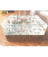 GLASS TRINKET DISH WITH METAL DECORATIVE SIDE 4.5 X 3.5 X2 - $16.91 CAD