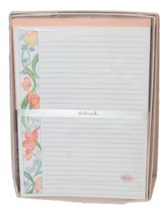 Vtg Hallmark Boxed Peach floral Stationary Set Paper & Envelopes~Complete sealed - $12.38