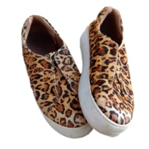 J/Slides Leather NYC Cheetah Print Shoes Flats Sneakers Size 8.5M - £37.96 GBP