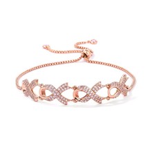 Rose Gold Plated Pink Ribbon Bracelet - $45.49